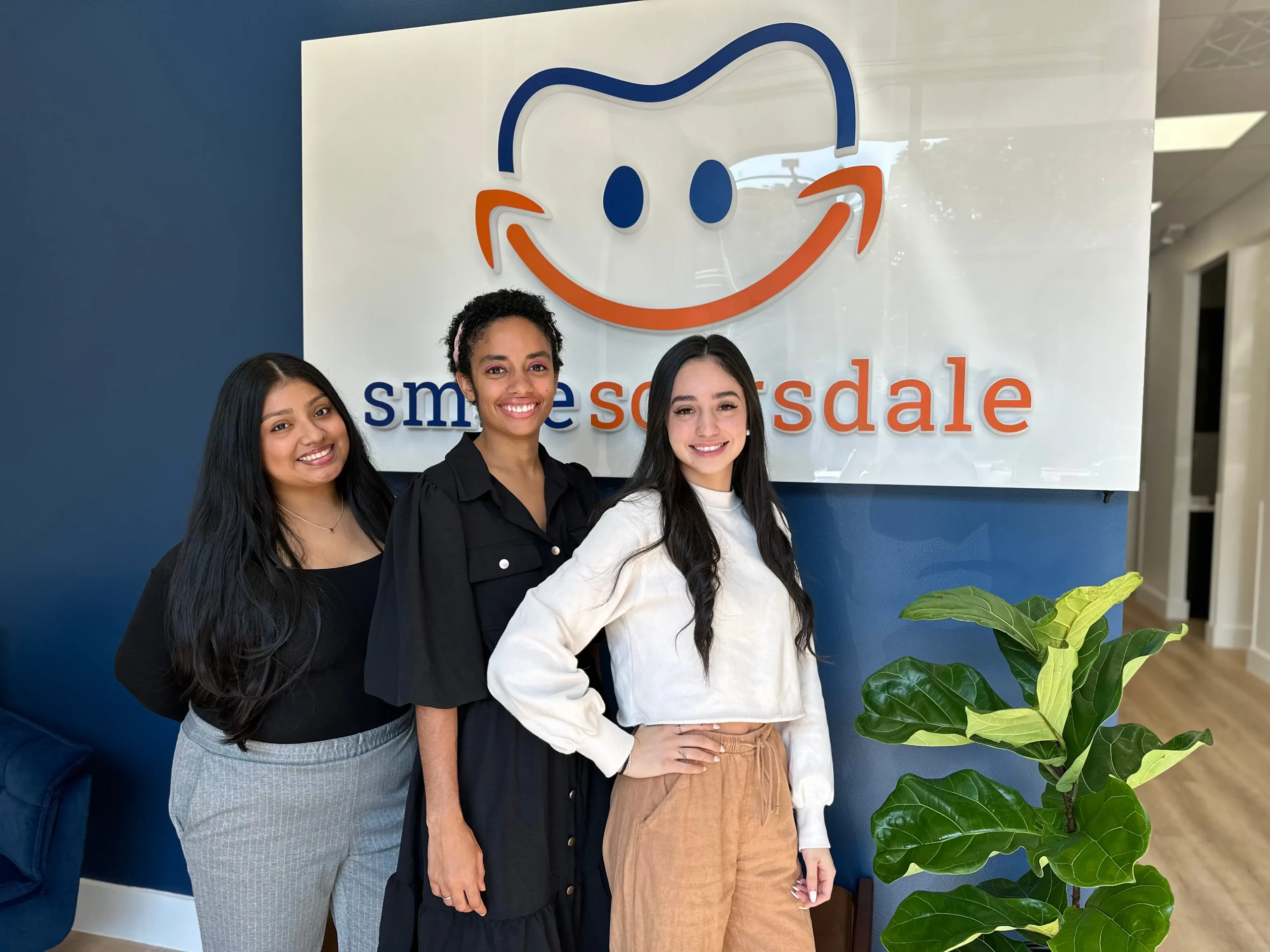 Welcome Desk at Smile Scarsdale Family Dental - Julisa. Sarah, Sophia